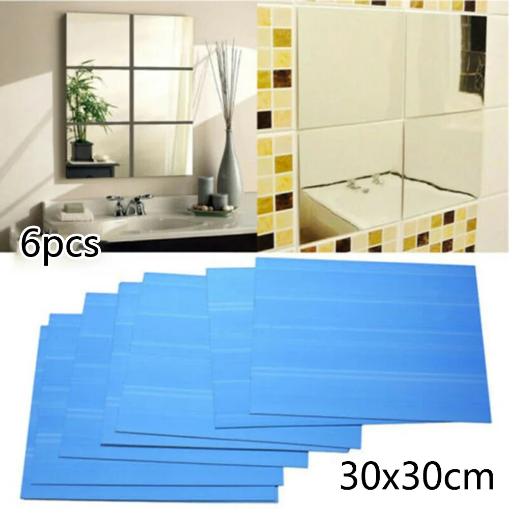 

6Pcs Acrylic Square Mirror Wall Sticker Halloween Home Decor Wall Decor Glass Tile Decal For Living Room Bathroom Splicing Deco