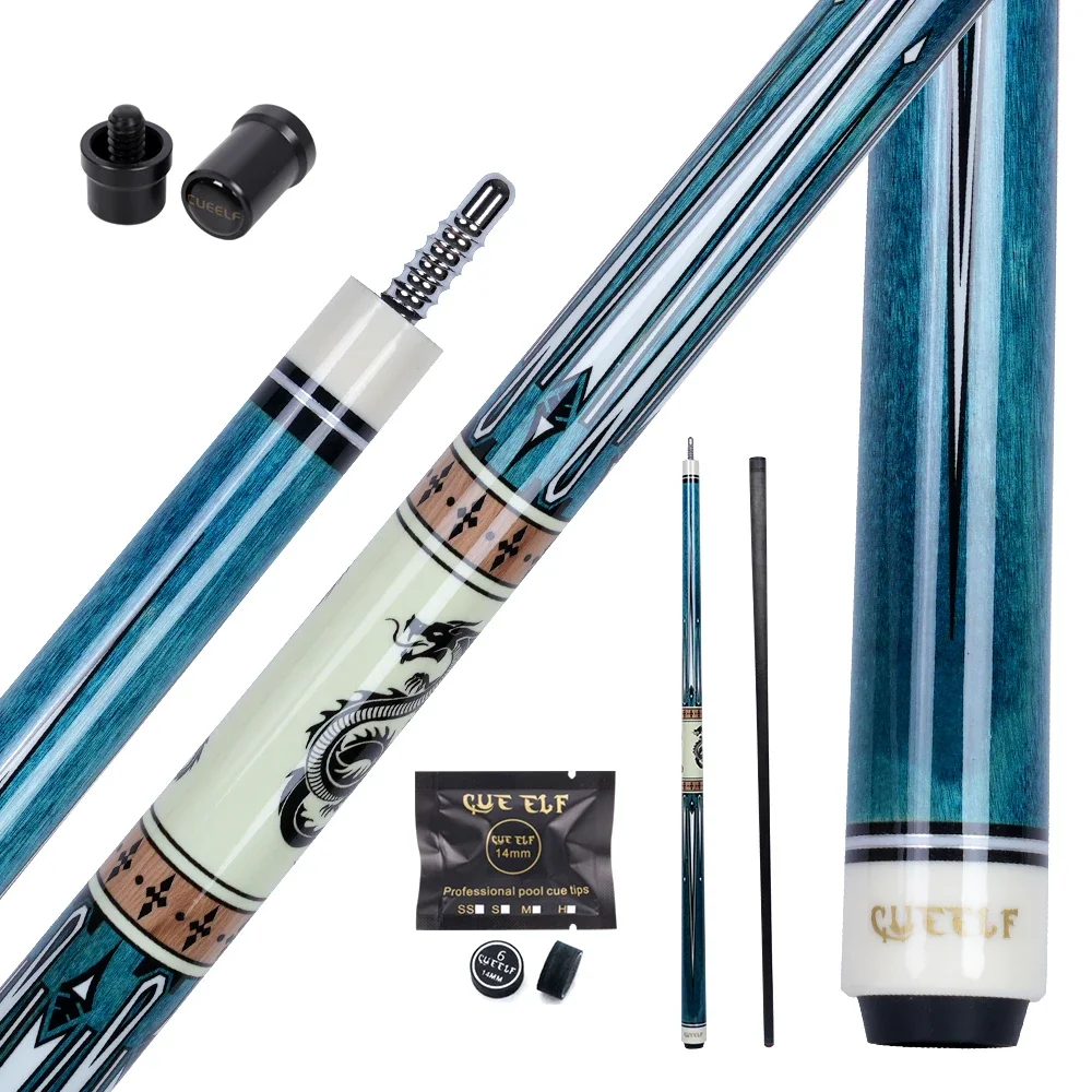 Cueelf 58 Inch Carbon Fiber Shaft Low Deflection Billiard Pool Cues Sticker Pool Cue Stick