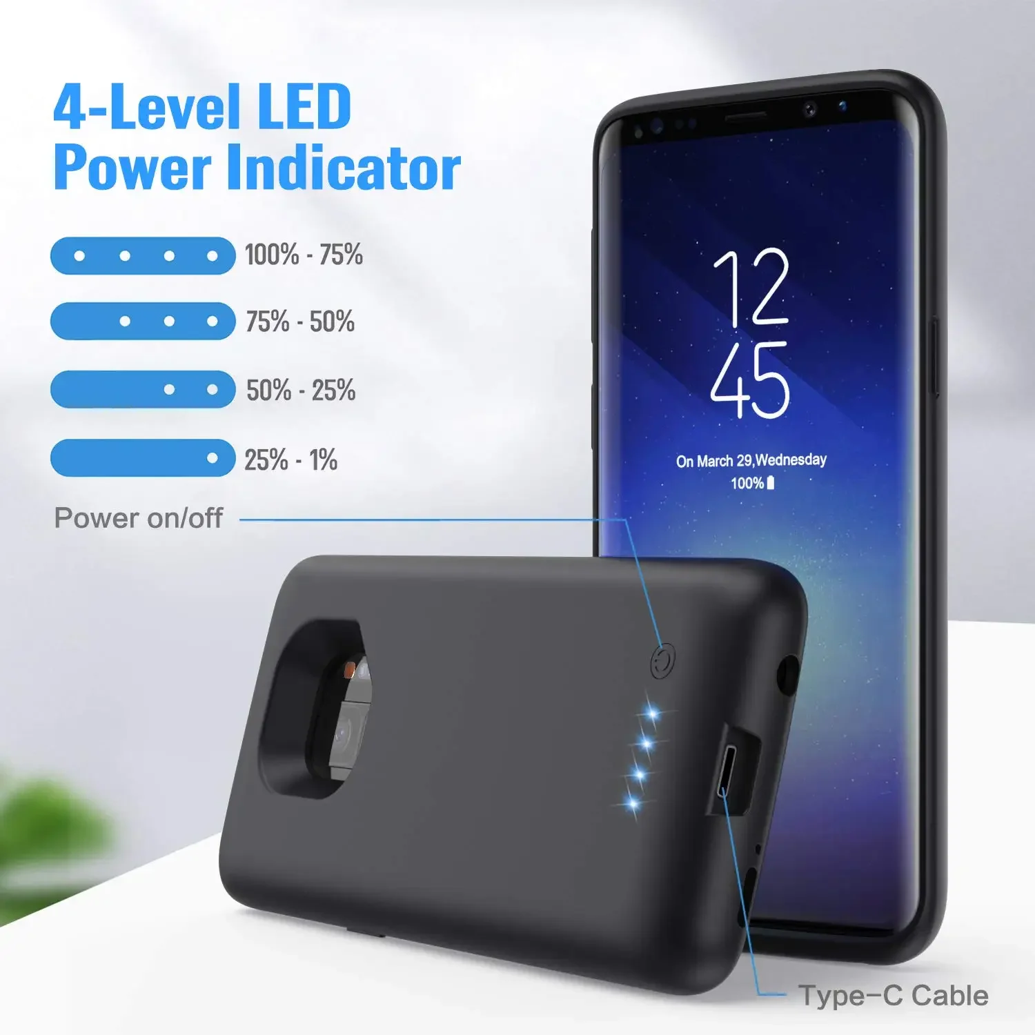 6000mAh Battery Case for Samsung Galaxy S9 Portable Charging  External Battery Pack Rechargeable Charger Case Backup Power Bank