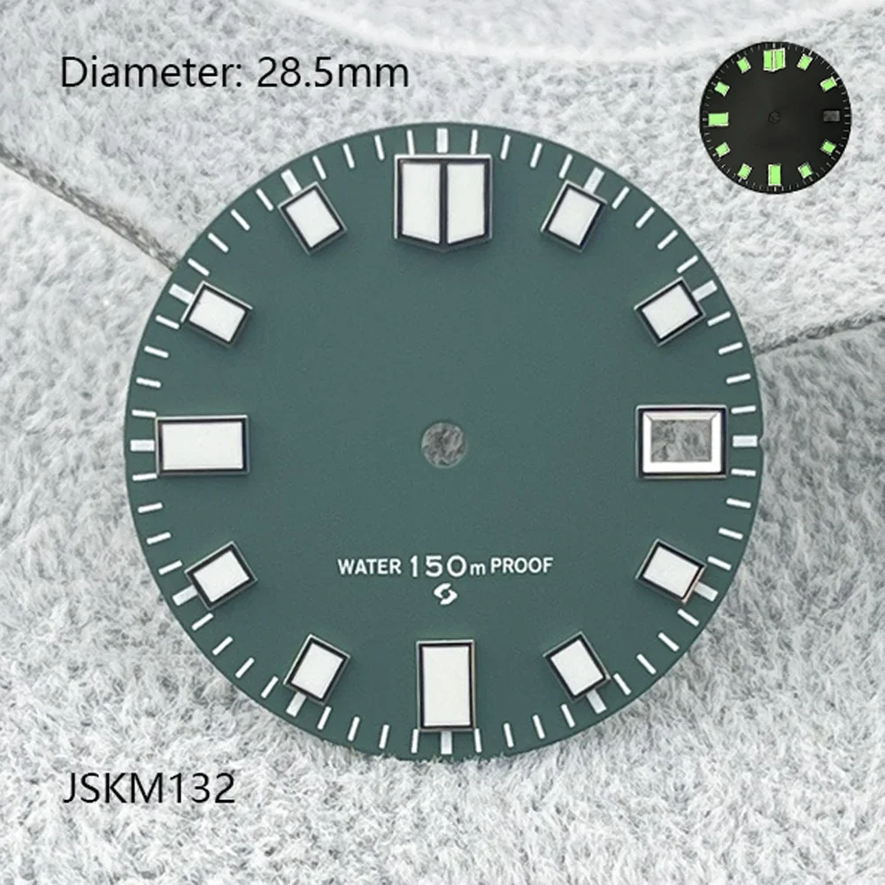 28.5mm NH35 dial grey blue turtle dial NH35 with green luminous for NH35 automatic mechanical movement watchmods customize logo