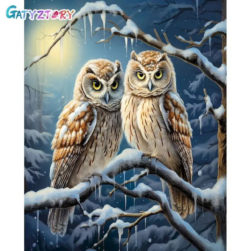 

GATYZTORY Frame DIY Oil Painting By Numbers For Adults Owl Animals Drawing Coloring By Numbers Handmade For Home Decor 60x75cm