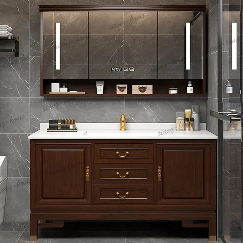 Aesthetic Modern Bathroom Cabinet Unique European Wooden Shelves Closet Cupboard