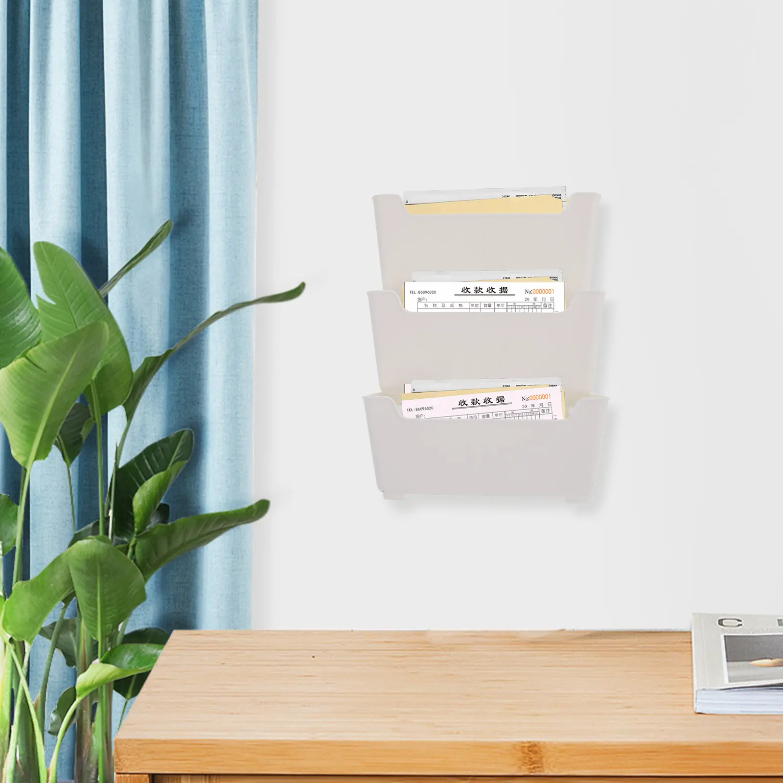 Clear Wall-Mounted File Organizer Rack for Magazines, Documents & Office Supplies – Hanging Plastic Storage Box