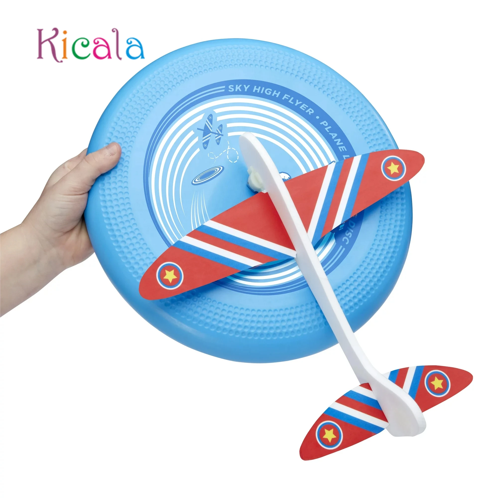 Flying Disc Airplane Launcher Toy Foam Glider Plane Outdoor Flying Toys for Kids Ages 8 and Up