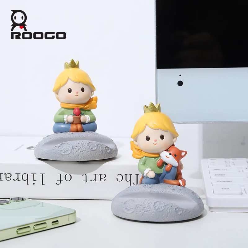 Roogo Resin Cartoon Small Prince Mobile Phone Holder Children's Room Living Room Desktop Ornament Figurine Home Decoration Gift