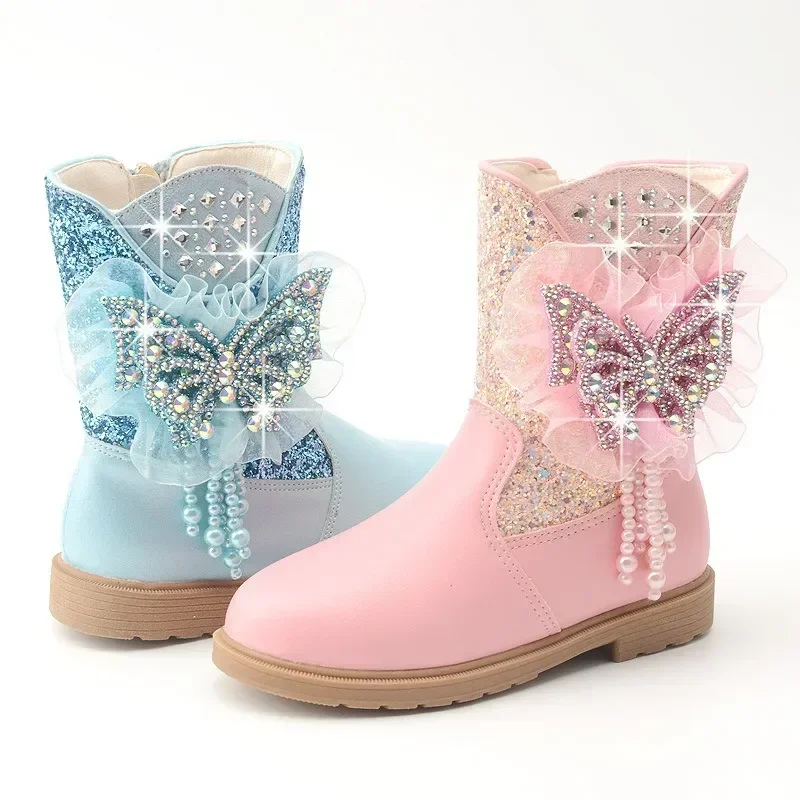 Zapatos 니냐패션 소녀 부츠, 겨울 플러시 스노우 부츠, 편안한 공주 부츠, 귀여운 앵클 부츠 플랫폼, 짧은 부츠, 어린이 신발