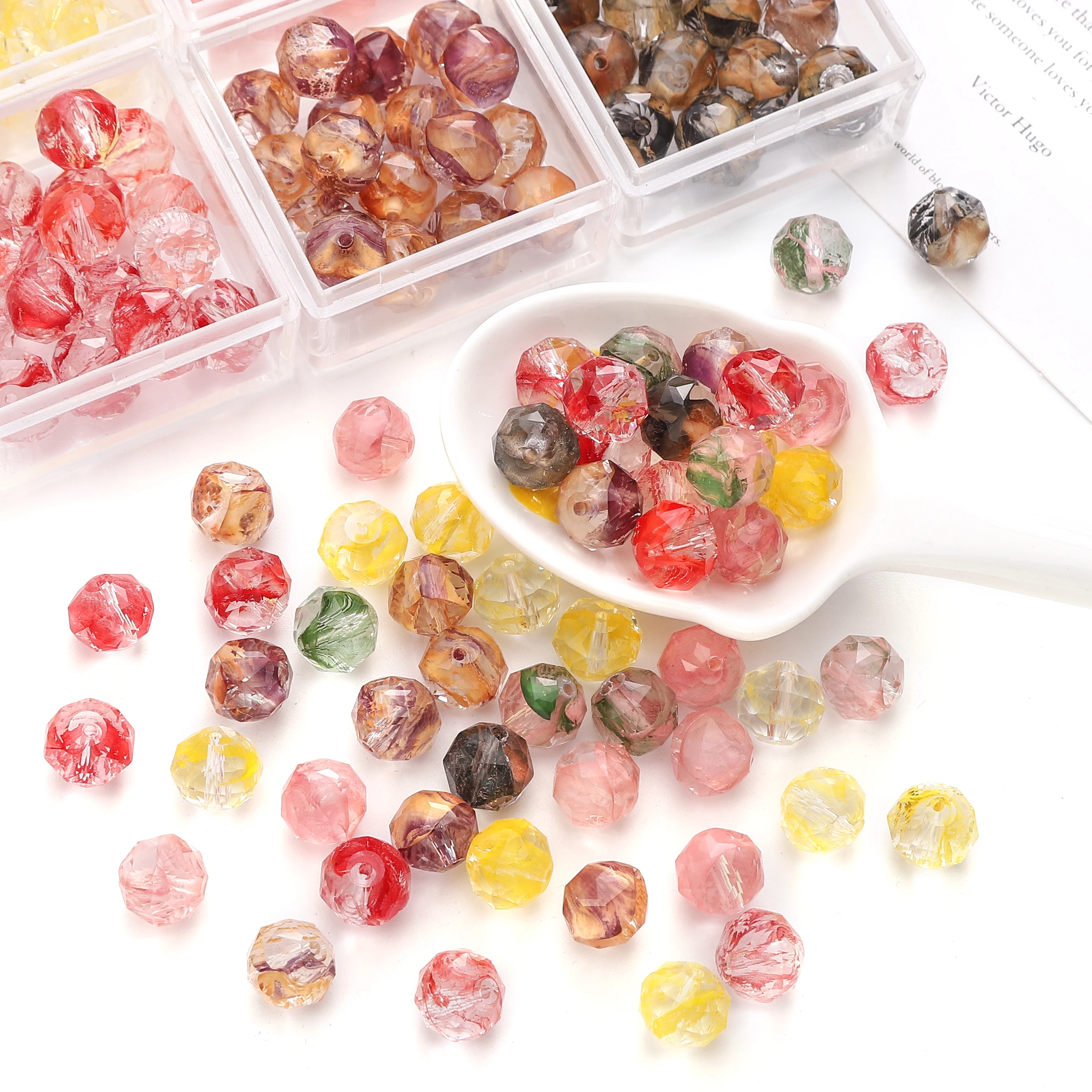 

1-5Pcs 10x8mm Multi Color Irregular Faceted Glass Beads Loose Spacer Beads For DIY Bracelet Phone Chain Jewelry Making Materials