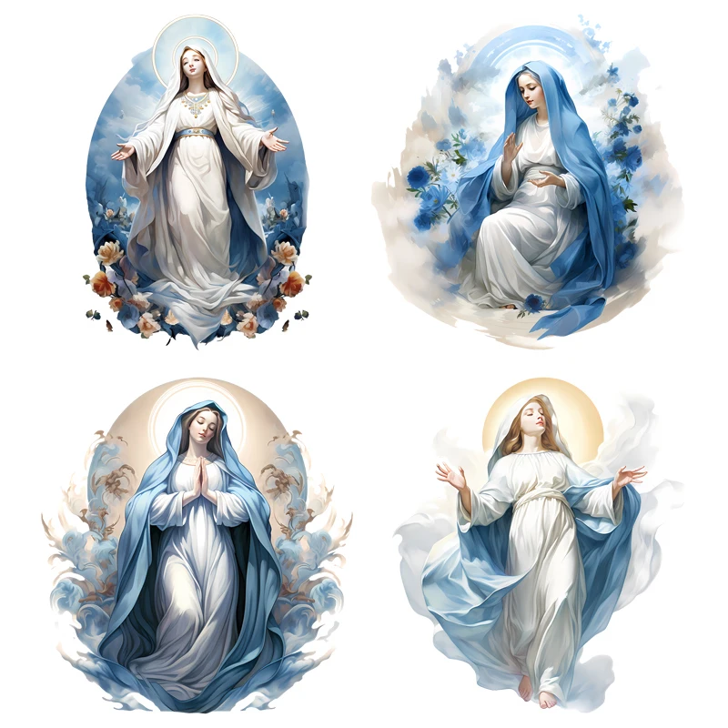 24cm fashion clothing DIY decal Virgin Mary Holy Mother heat transfer T-shirt patch dtf vinyl decal ironing on clothes