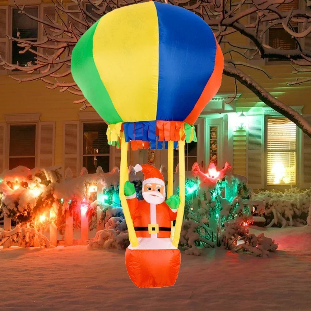 

Hanging Inflatable Hot Air Balloon with Santa Cluas Christmas Outdoor Decoration for Tree LED Light Up Xmas Party Holiday Decor