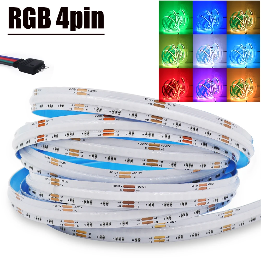 RGB RGBW RGBWW RGBCCT COB LED Strip 12V 24V 840 784LEDs/M Flexible High Bright Dotless Led Tape Diode Flexible Ribbon