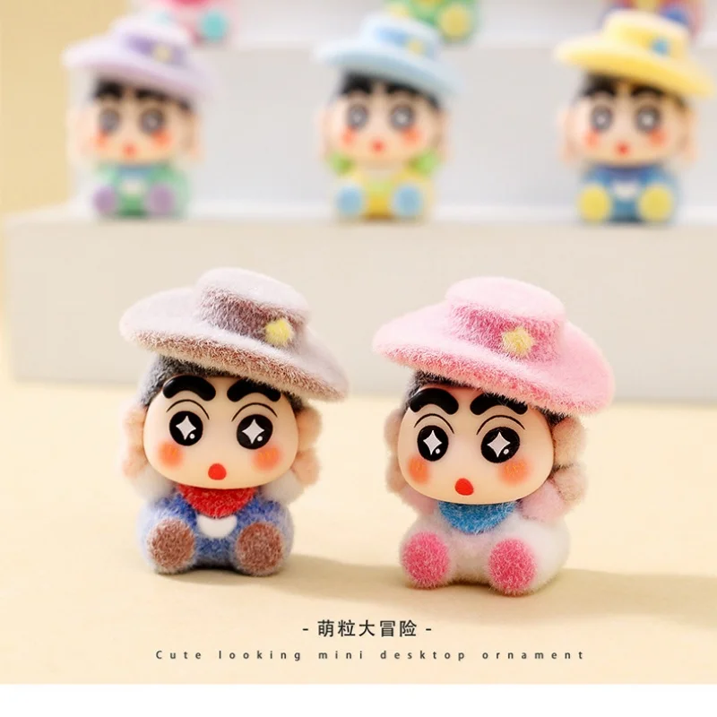 Cartoon Flocking Cowboy Shin-chan Niedliche Puppe Trendspiel Live-Match-up Blindbox Wohnzimmer Desktop Kleine Ornamente Blindbag als Geschenk – Detail 5