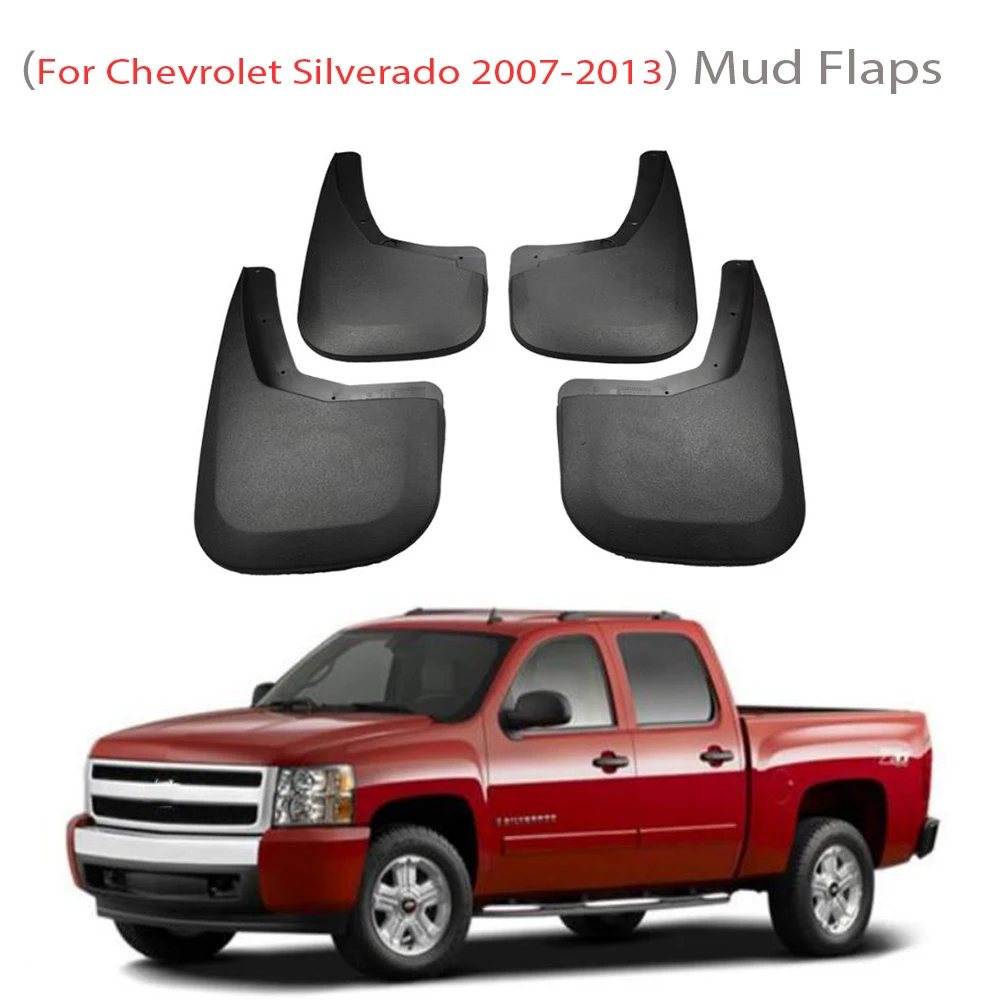 For Chevrolet Silverado GMT900 GMC C K 2008 2007~2013 Fender 4PCS Front And Rear Mud Flap Splash Guard Mudguard Car Accessories