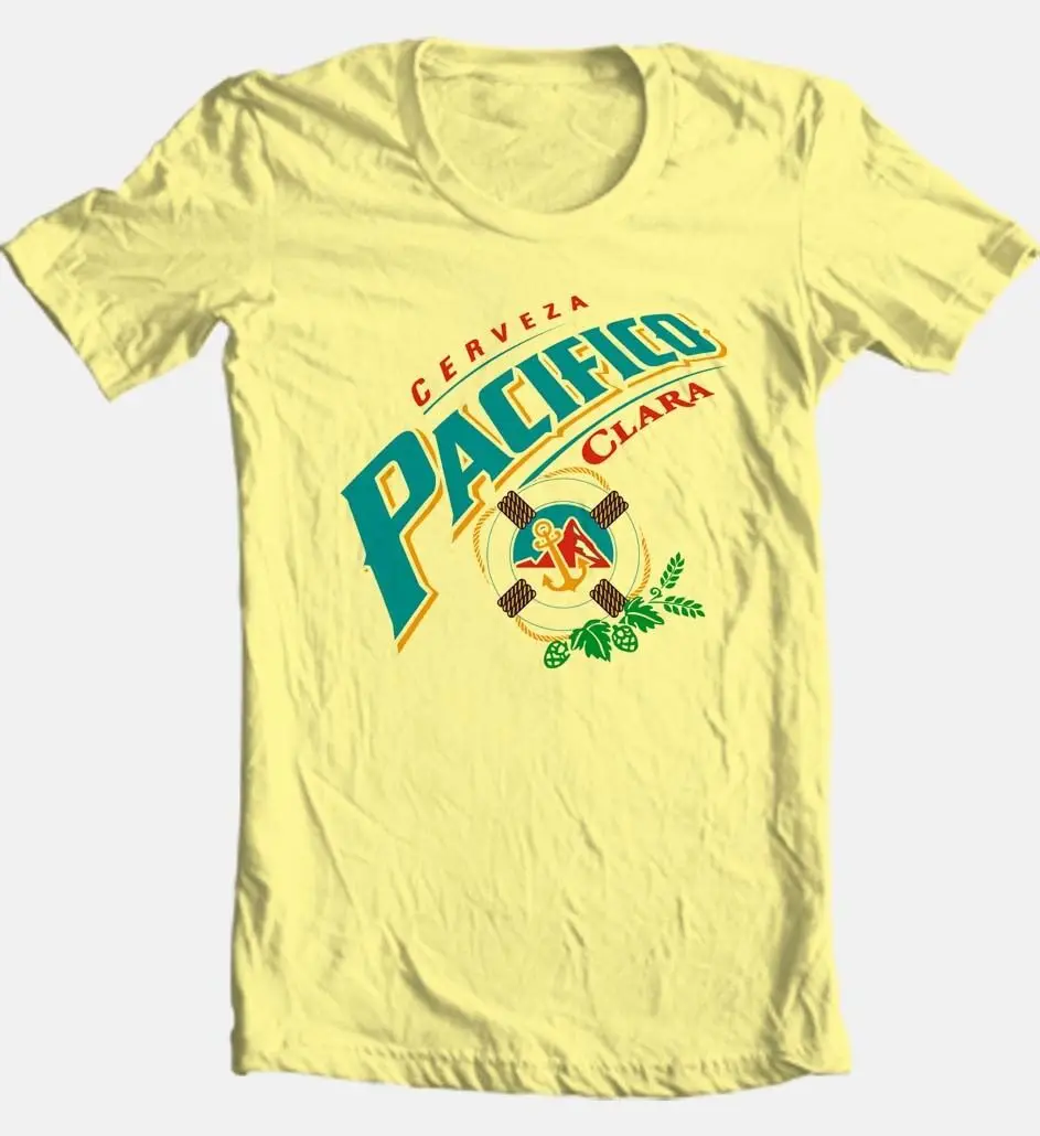 Pacifico Cerveza T shirt men's regular fit cotton graphic tee yellow