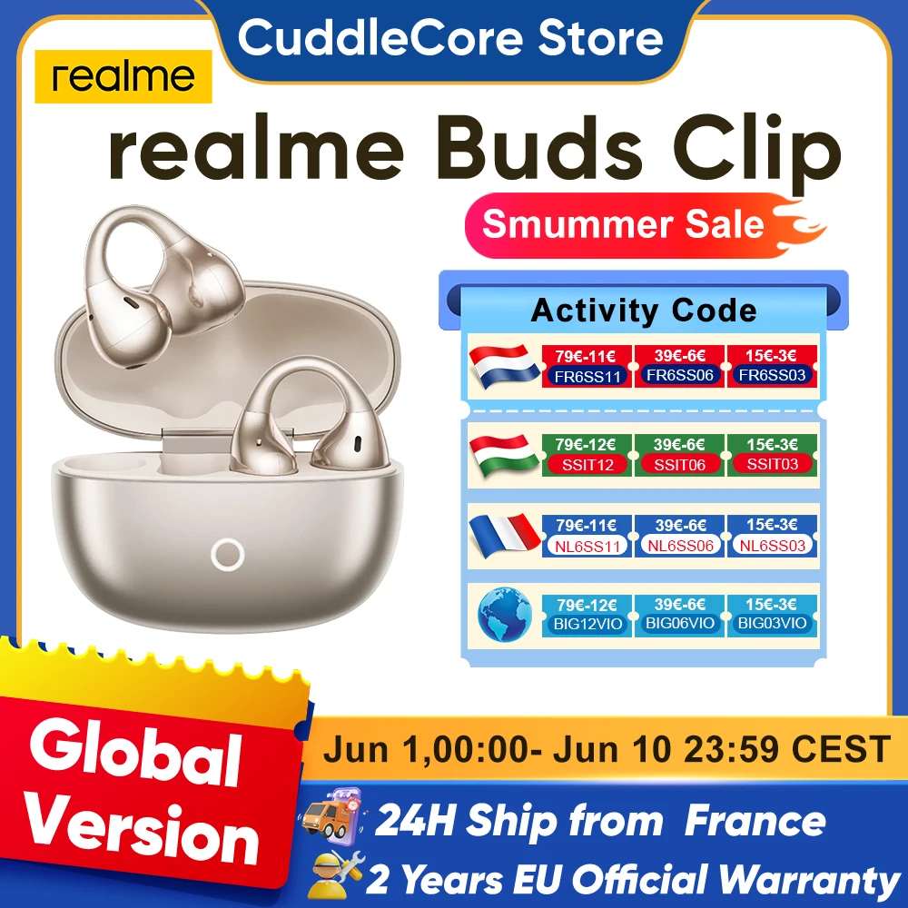 realme Buds Clip 2026 nouveau casque OWS ai 85db 36h autonomie de la batterie adaptée smartphone realme GT 8 pro realme 16 Pro plus bt5.4 IP55