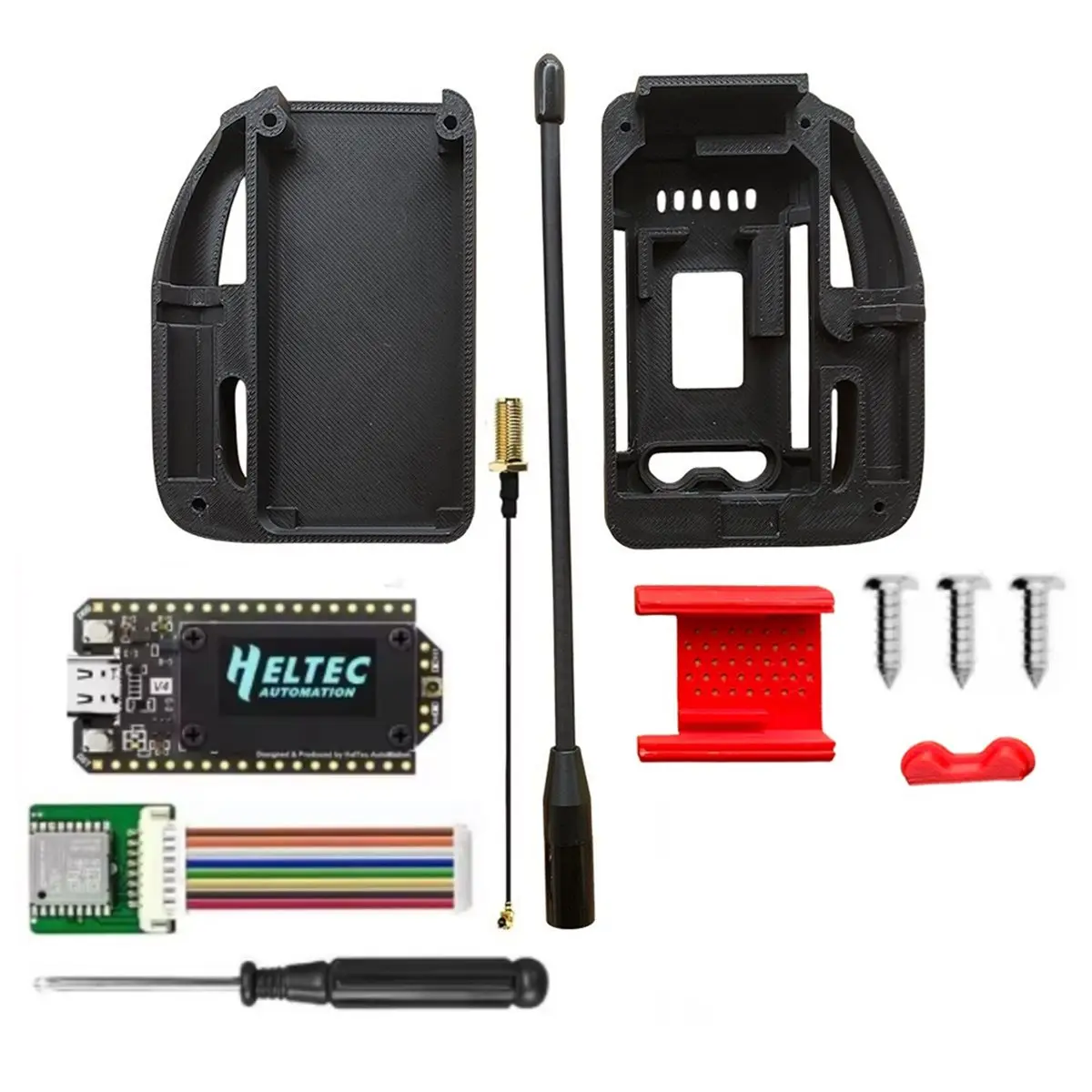 #89J Electronics Accessories,Meshtastic Heltec V4 WiFi LoRa 32 Dev-Board +Case Solar GNSS A (Black & Red)