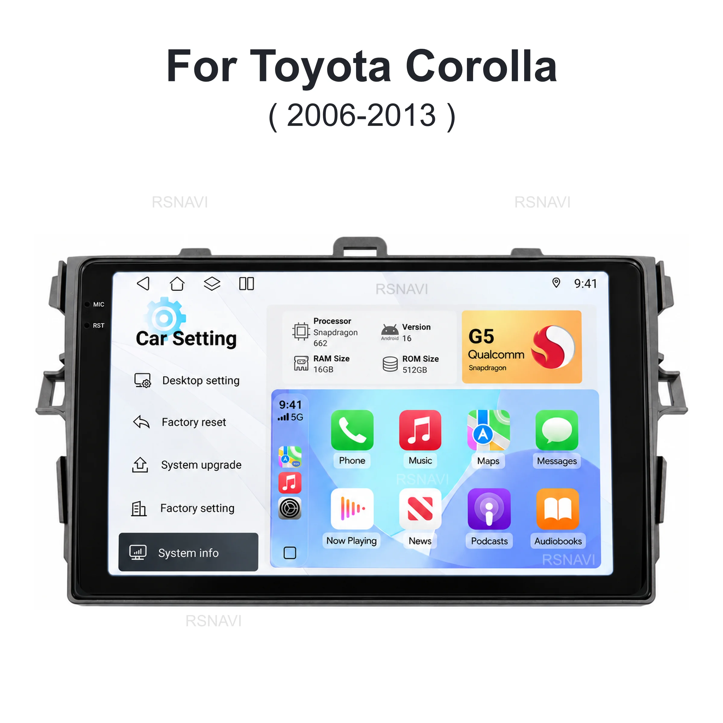 Android 16 For Toyota Corolla 10 E140 E150 2006 - 2013 2K QLED Car Radio Multimedia Video Player GPS Stereo CarPlay AUTO 4G+WIFI