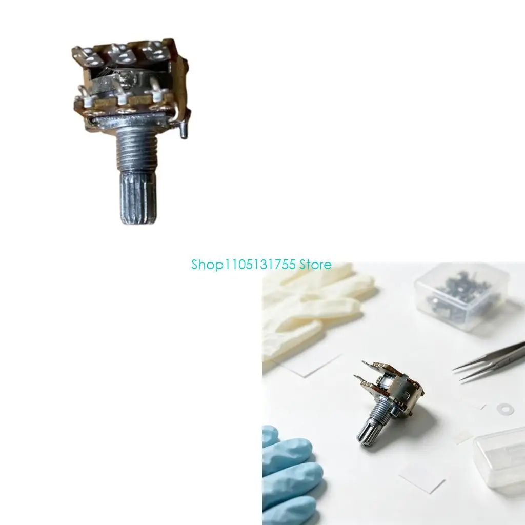 K0EF Solder Terminal Potentiometer for Electronic Keyboard Maintenance, Threaded Shaft Panel Mount Part for Manual Adjustment