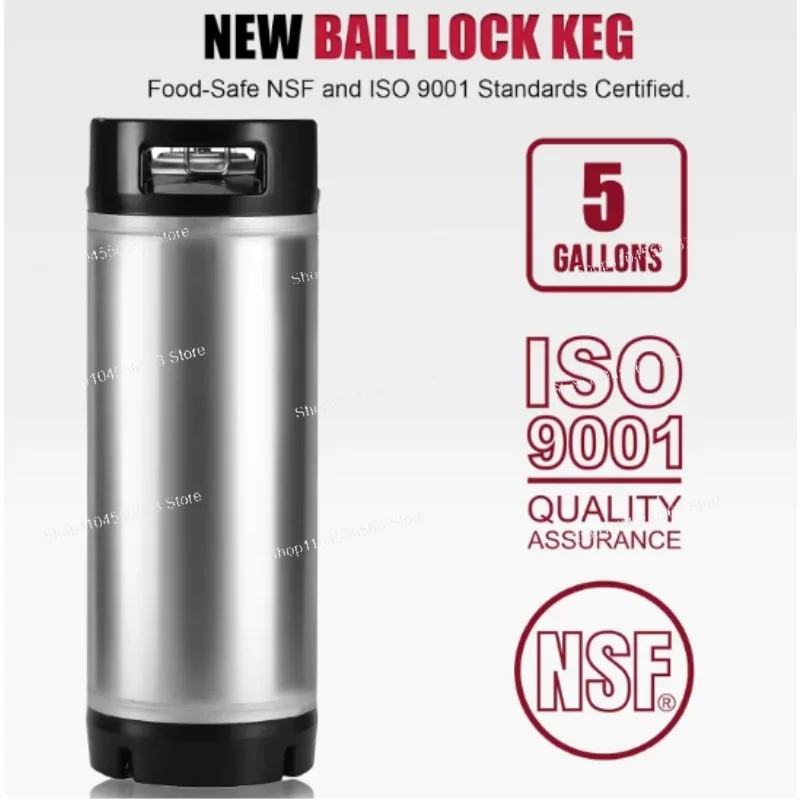 304 Stainless Steel Keg Barrel, 9.5L &19L US Standard Homebrew Beer Dispenser with Auto Pressure Relief Function
