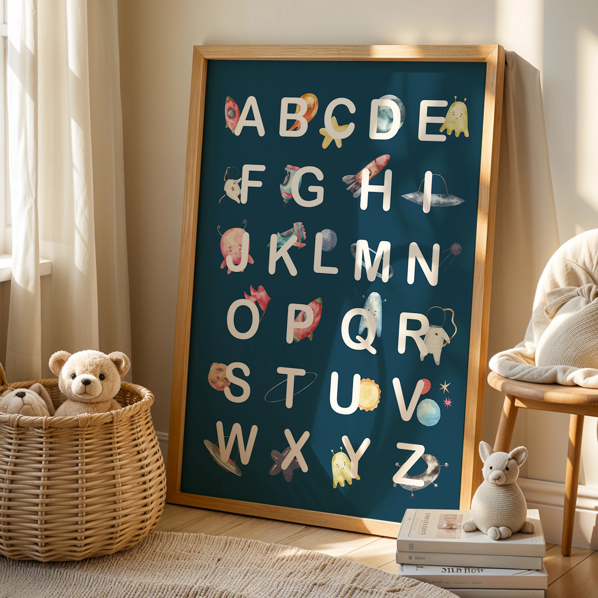 3pcs Personalized Custom Name Cartoon Space Words Wall Art Print Picture Canvas Poster Painting For Living Child Room Home Decor