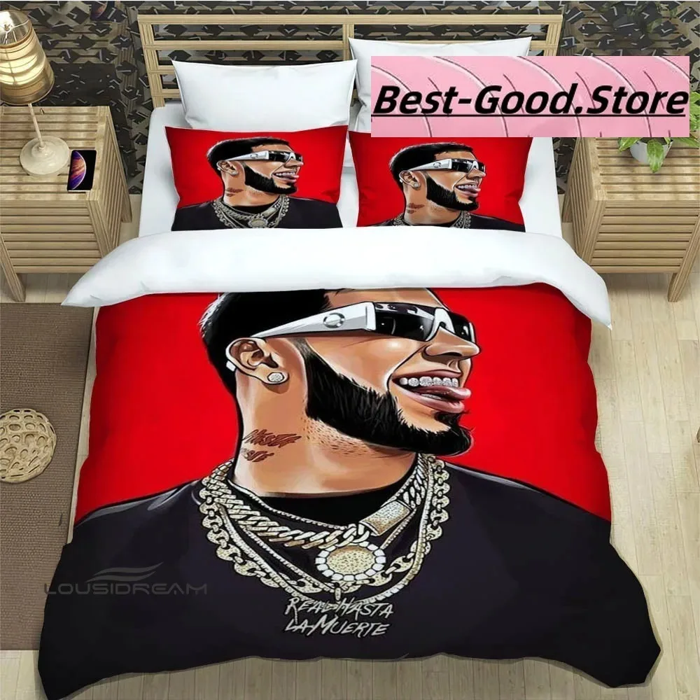 

3D Print Fashion Rapper Anuel AA Bedding Set Boys Girls Twin Queen King Size Duvet Cover Pillowcase Bed boys Adult Bedroom