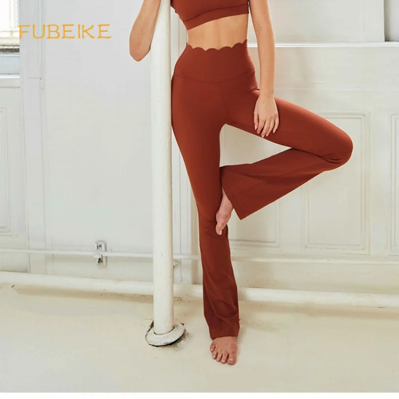 FUBEIKE Fashion Women's Sports Leggings Push Up Fitness Clothing Seamless Nude Feel Exercise Workout Pants Running Sportswear