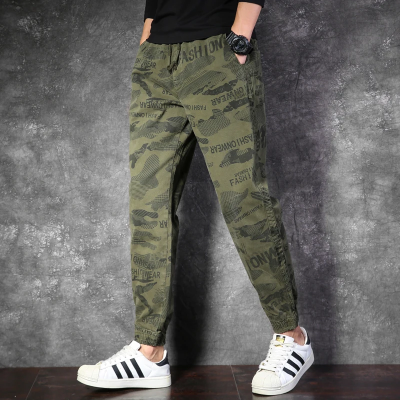 

Мужские весенне-осенние модные уличные повседневные спортивные тактические мужские брюки-карго с монограммой и принтом