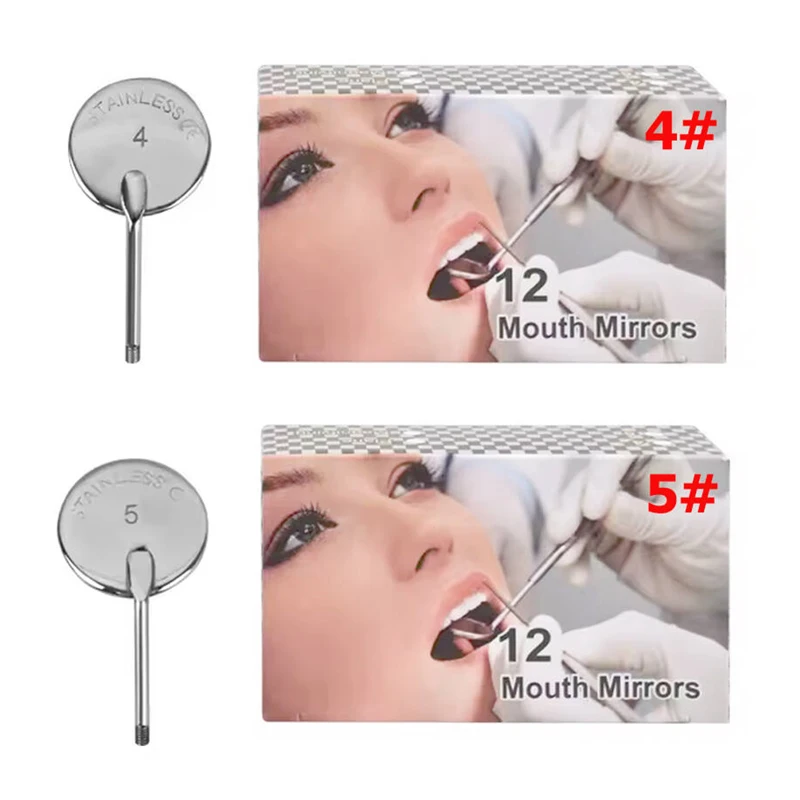 12Pc/box Dental Mouth Mirror Reflector Dentist Equipment Stainless Steel Dental Material Inspection Mouth Mirror Oral Care Tool