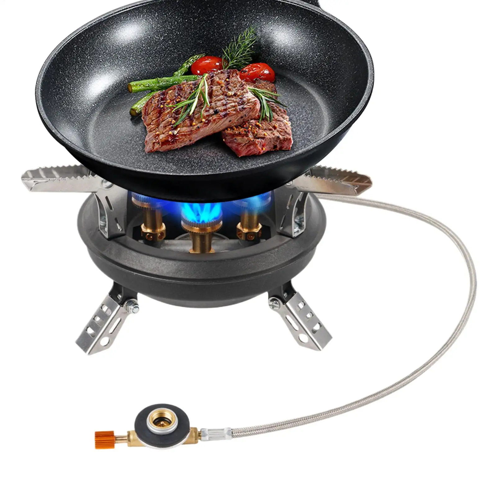 

Backpacking Stove 16000W Foldable Outdoor Stoves For Cooking 5 Burners Camp Cooking Gear For Outdoor Travel Hiking Fishing