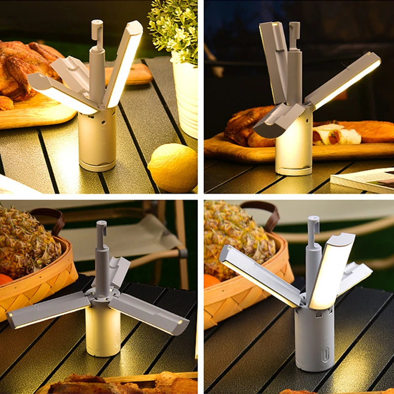 LED Camping Lights Outdoor Waterproof Foldable Portable Rechargeable Desk Lamp Indoor Student Dormitory Hanging Night Light