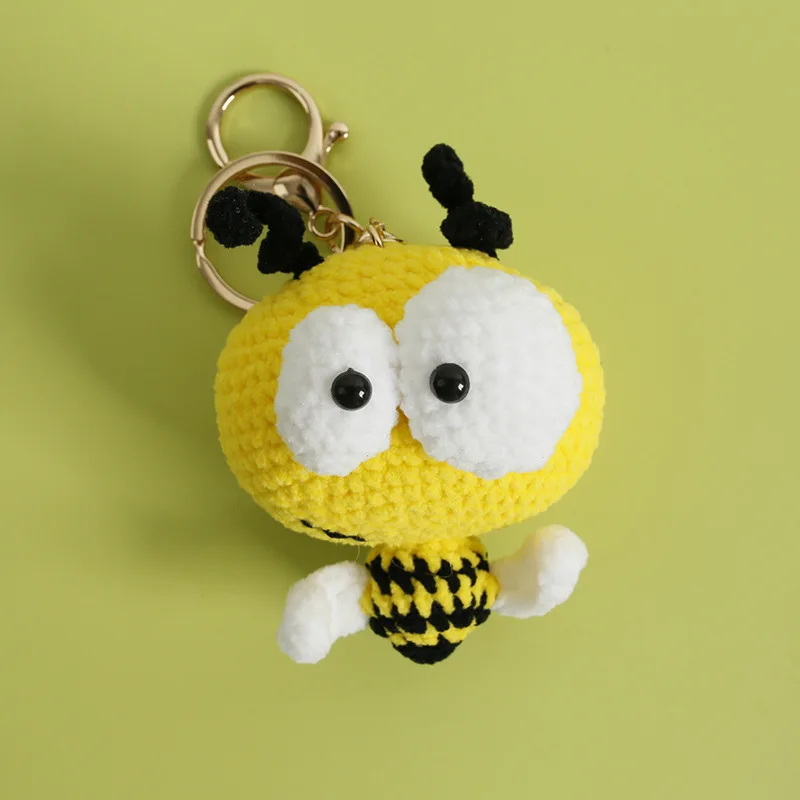 Funny Crochet Bee Doll Keychain For Car Keys Creative Knitting Bee Pendant Keyrings Accessories Handmaking Cute Doll Keychain