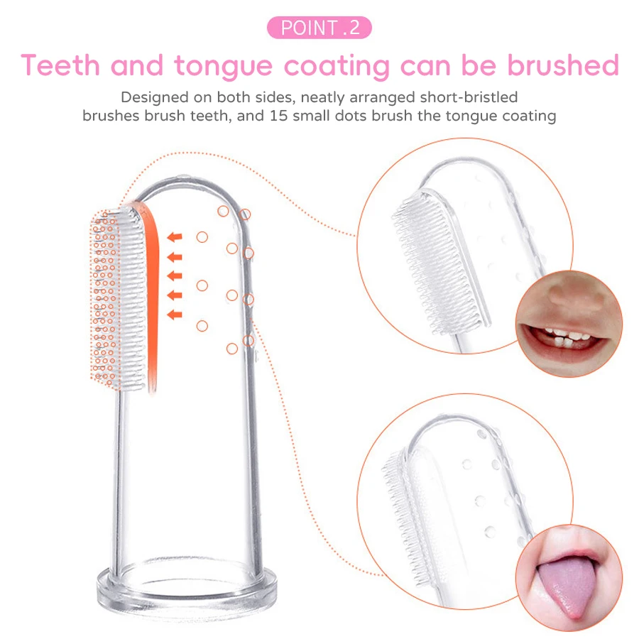 Baby silicone fingertip toothbrush, cleaning tongue coating and mouth, making babies healthier