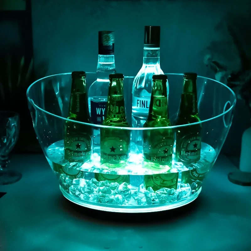 Manufacturer's original design love champagne ice bucket bar high value plastic ice bucket KTV large capacity luminous ice bucke