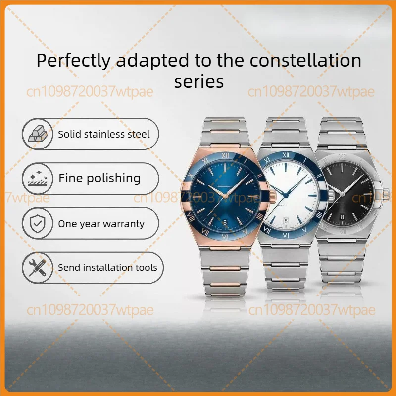 For Omega Constellation Manhattan Watch Strap, Stainless‑Steel 18K Gold Band, Fit 131 Series Double Eagle