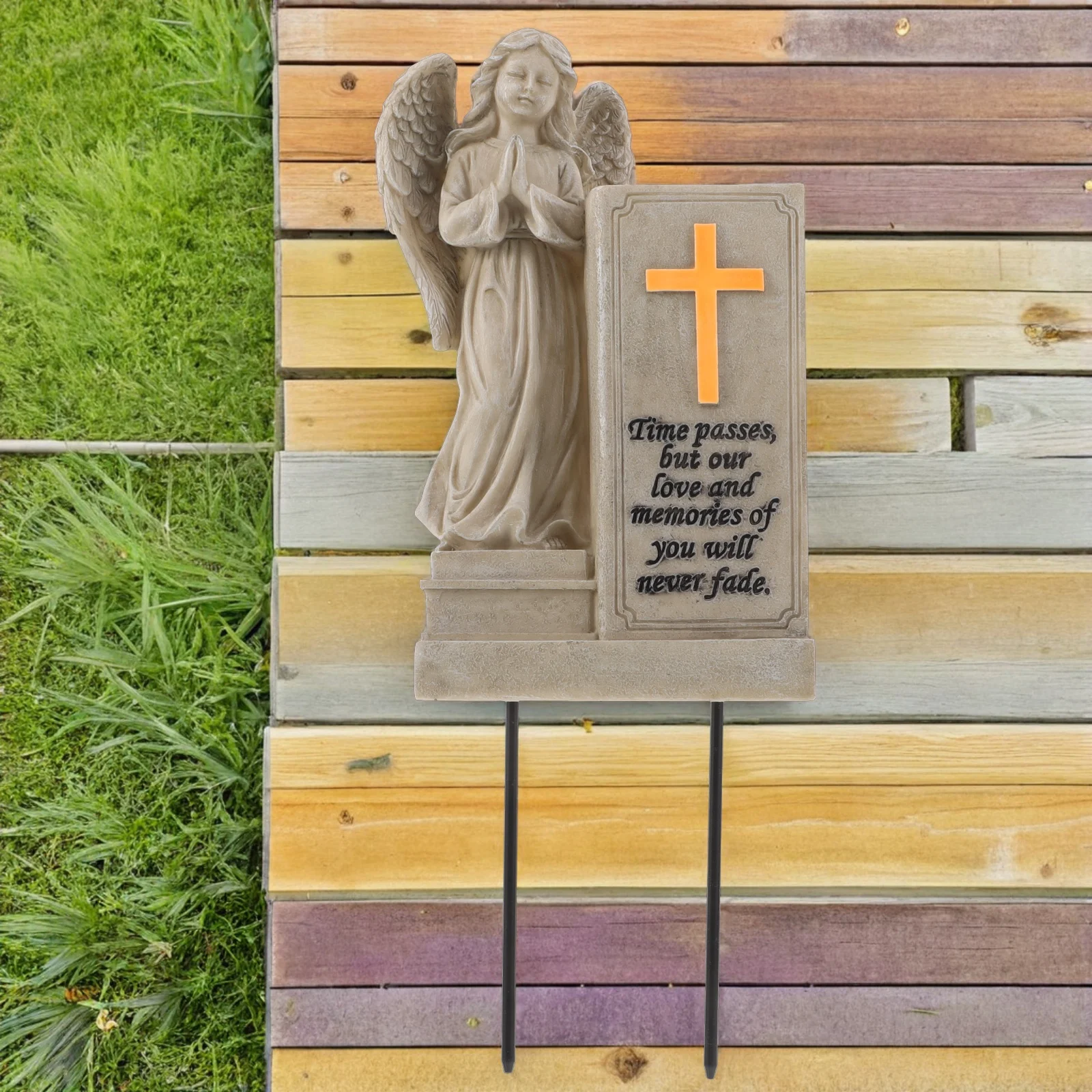

Vintage Angel Wing Cemetery Flower Vase Resin Grave Decoration Memorial Ornament Holder Weatherproof Cherub Statue Garden