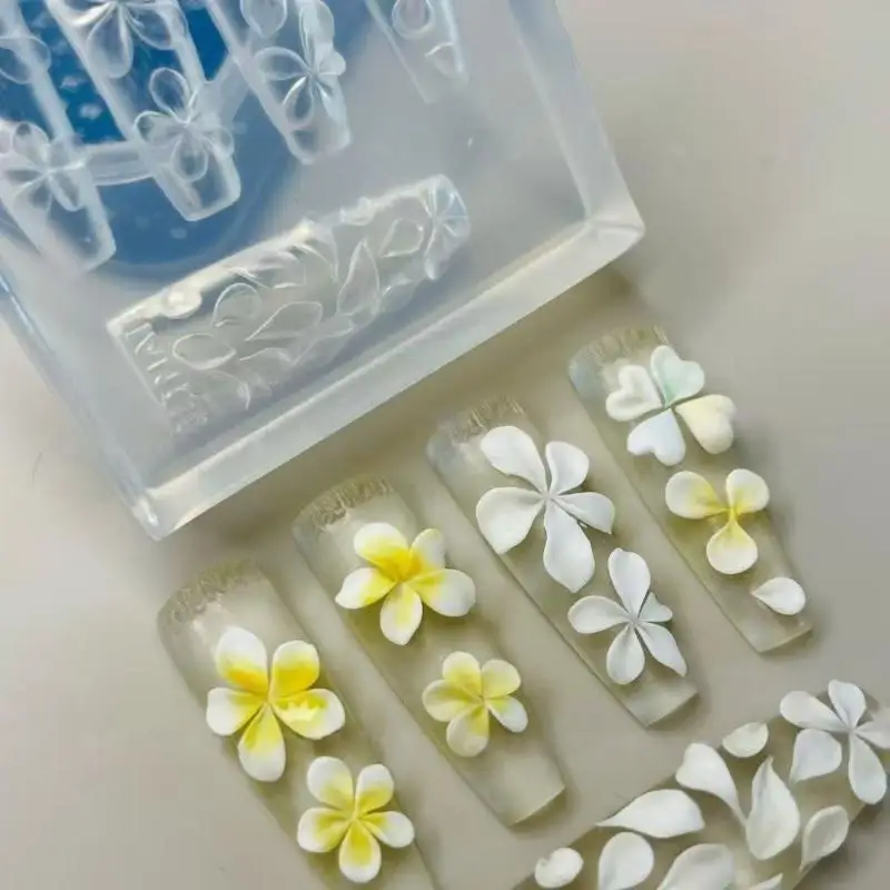 

Hot 2Pcs Relief Flowers Nail Carving Mold 3D Clear Silicone Mold Flowers Petals Making For Nail Art Accessories Tools.