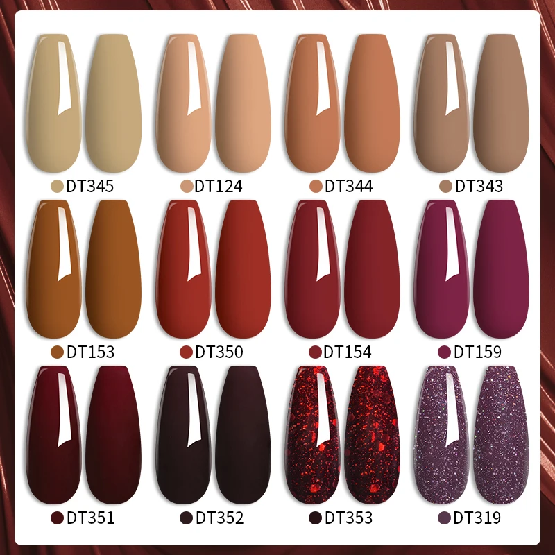 7ML Gel Nail Polish Brown Earth Coffee Color Series Semi Permanent UV Gel Chocolate Autumn Winter Nail Art Gel Varnish