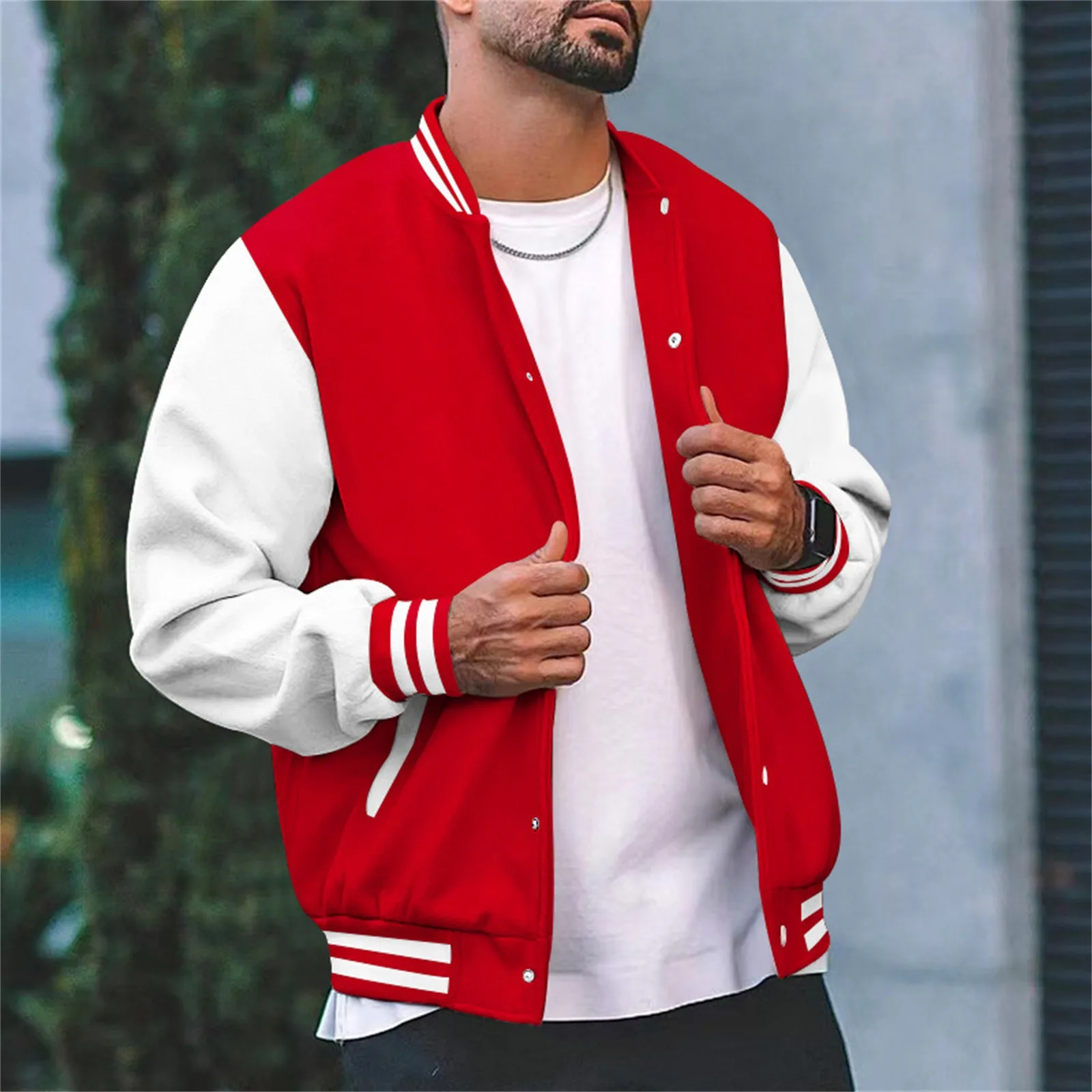 Men'S Fashion Baseball Jacket Trend All-In-One Teenage Cardigan Jacket Men'S Loose Casual Hoodie Beautiful Cozy Jacket