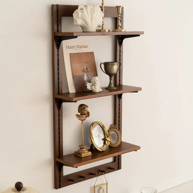 Solid wood wall rack wall hanging adjustable laminate baffle module combination home display rack