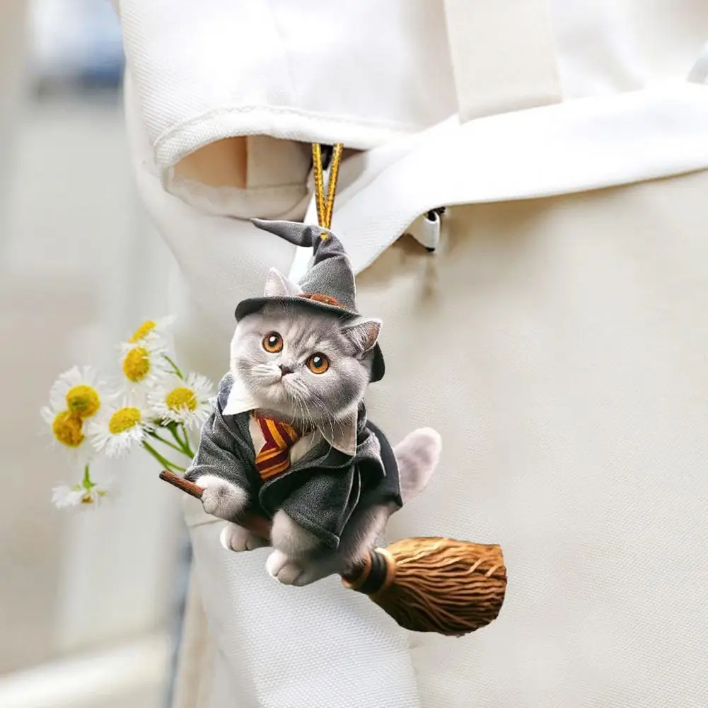 

Acrylic Ornament Cat-shaped Pendant Car Hanging Decoration with Lanyard for Auto Rearview Mirror Cute Feline Ornament for Car