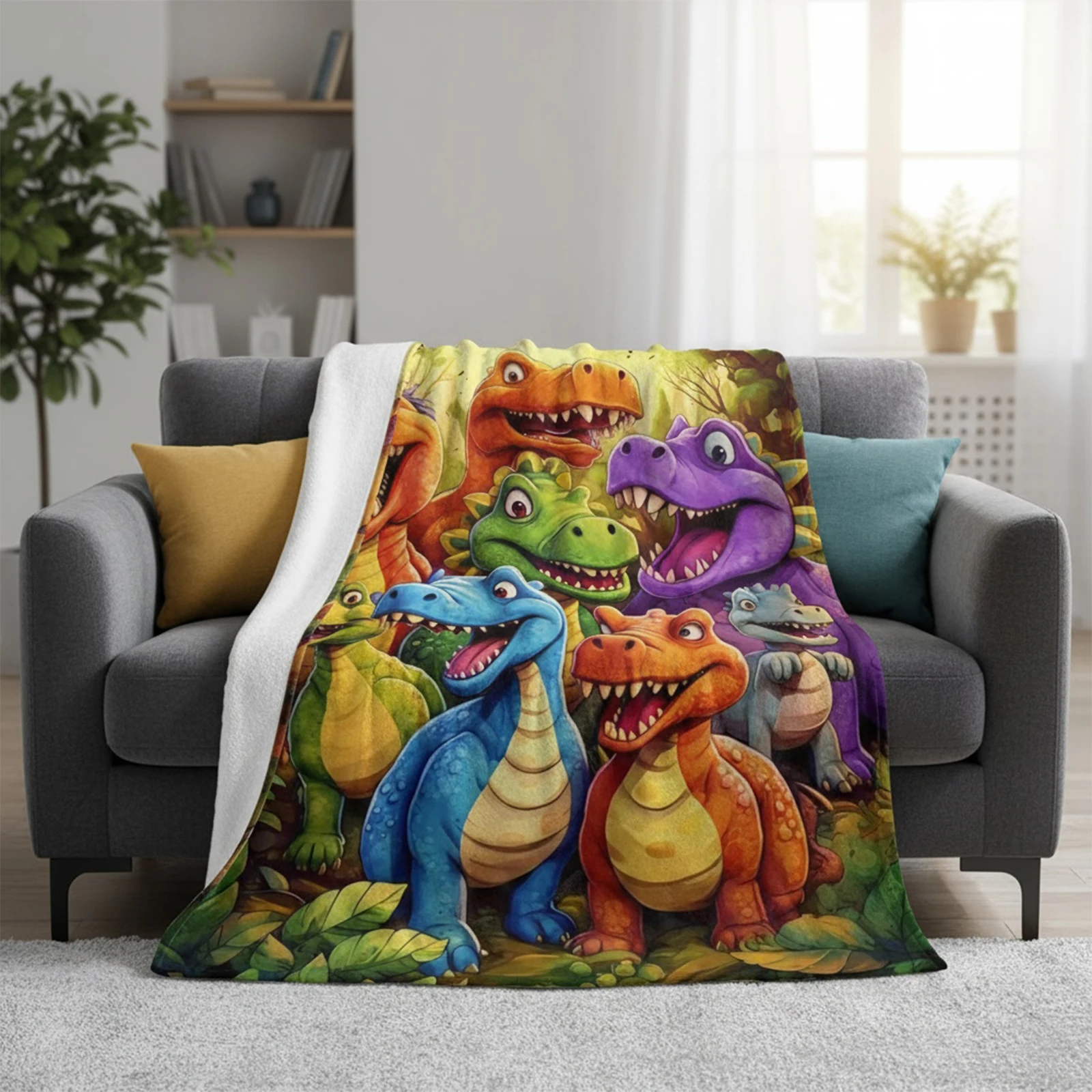 Cute Dinosaur Blanket Comfort Funny Throw Blankets Soft Cozy Flannel Blanket Office Home Sleeping Warmer Warming Household Gifts