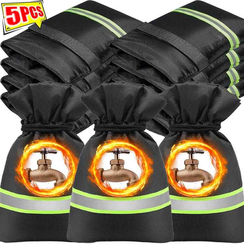 

5/1PC Winter Freeze Faucet Cover Waterproof Insulated Hose Spigot Protection Sleeve with Reflective Strips Outdoor Faucet Wraps