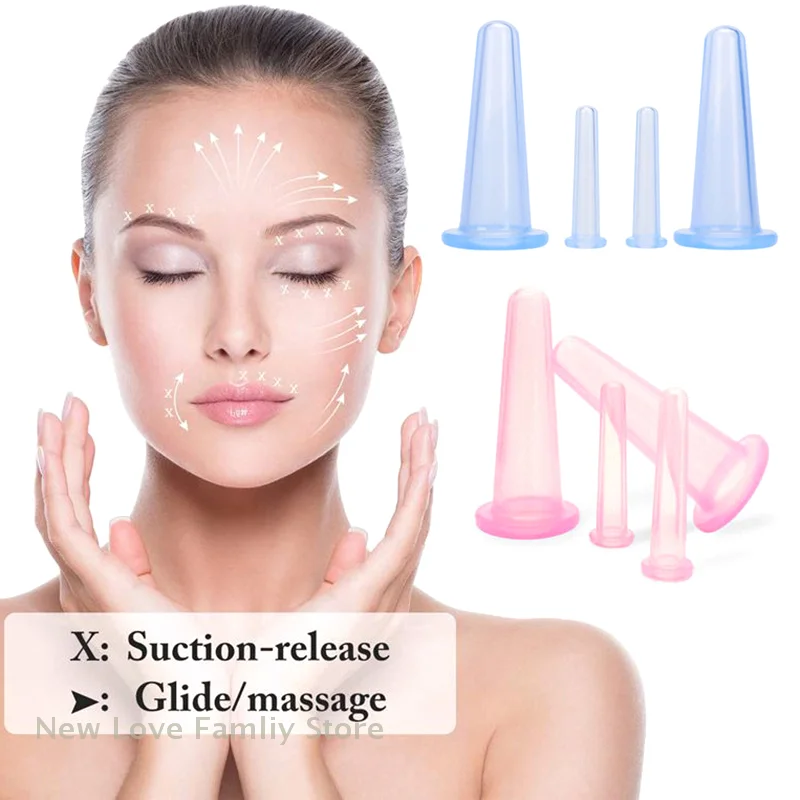 4 Pcs Silicone Cupper Face Eye Beauty Skin Care Lift Maintenance Massage Cups Beauty Tool