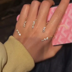 Exquisite Zirconia Cuff Bracelet Bangle Dubai High Quality Women Gift 2024 Trendy Water Drop Open Hand Chain Finger Jewelry Prom