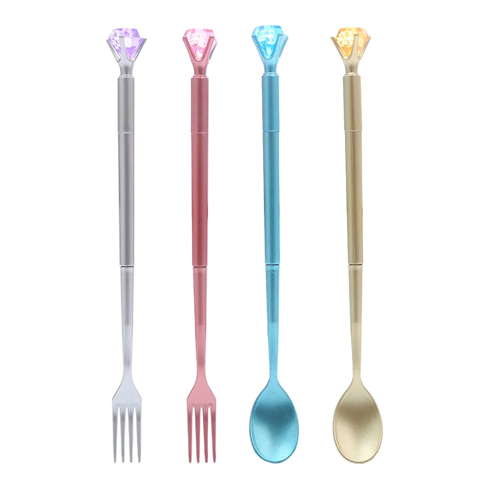 

4Pcs Creative Diamond Tableware Gel Pens Unique Comfortable Smooth Writing Office School Students Stationery