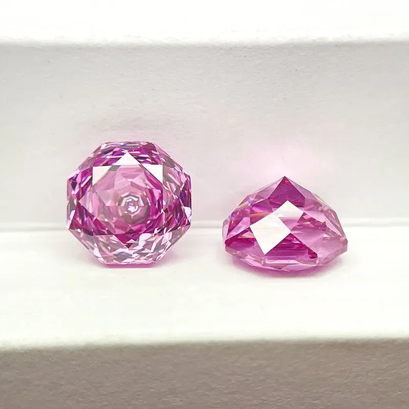 Z-Cubic Zirconia Stone Octagon Rose Cut Rosy Red Color Loose Stones 6mm-8mm Used for DIY Charms Jewelry Making Main Materials