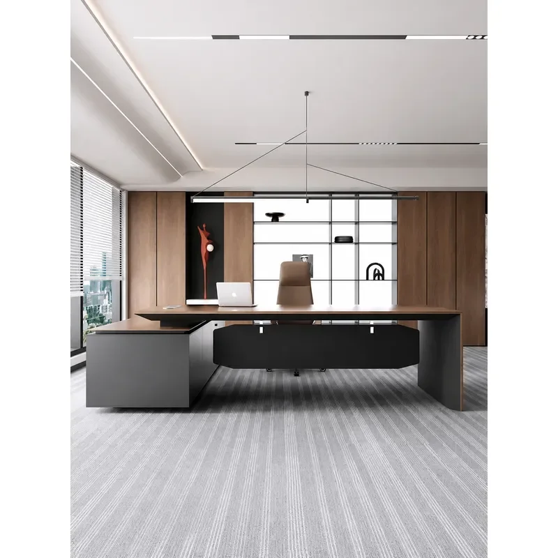 Luxury Modern Office Desk and Chair Set High End Executive Boss Desk Simple Contemporary President Workstation for Home or