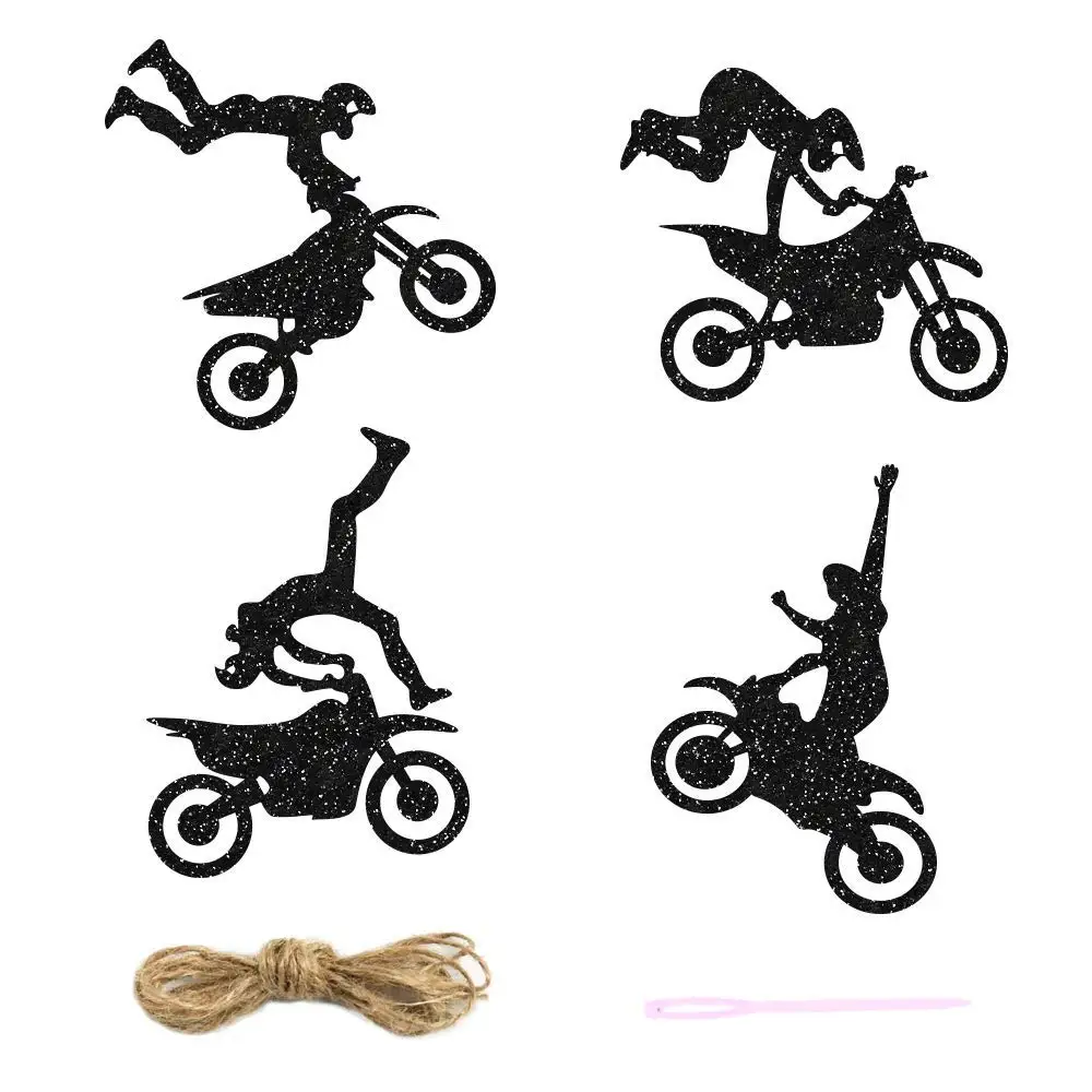 Motocross-Geburtstagsparty-Dekoration, Kuchen-Cupcake-Topper, Motorrad-Banner, Kuchendekoration für Geburtstagsparty-Zubehör für Männer oder Jungen – Detail 17
