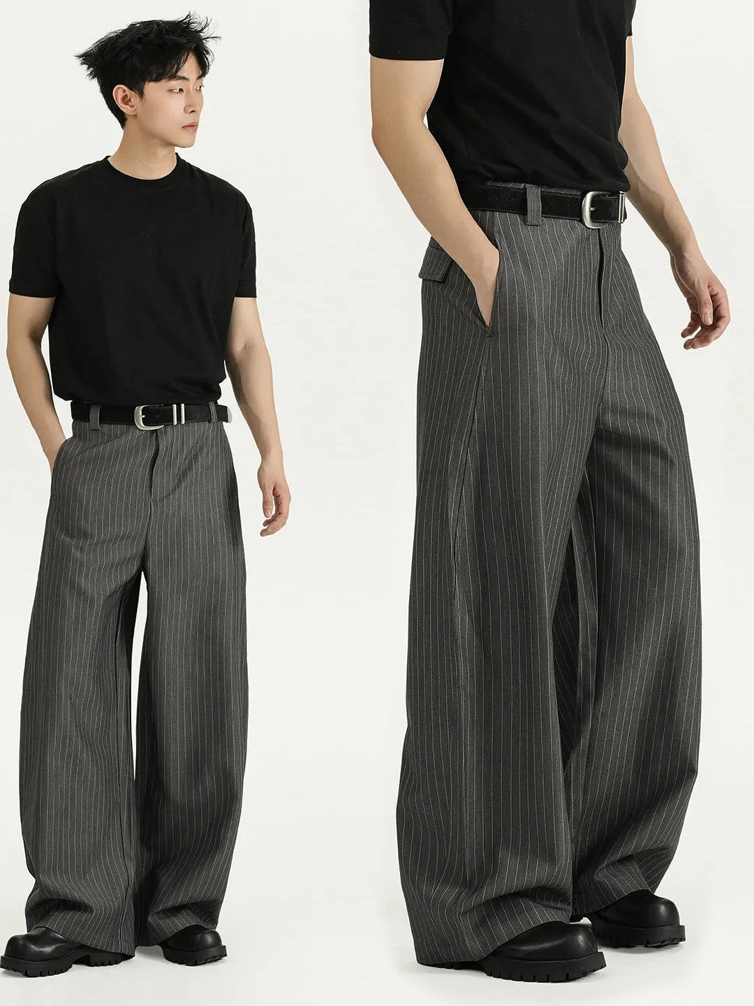 

Ретро-брюки в полоску унисекс, повседневные свободные брюки-костюм, брюки для пар, без бренда, молодежные, весенний сезон