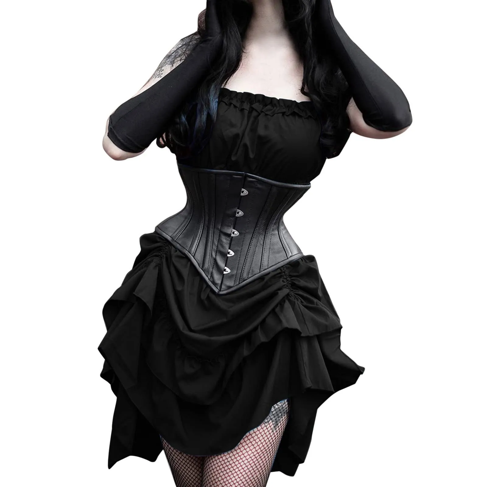 Renaissance médiévale elfe princesse Lolita sans manches femmes taille Corset Steampunk robe gothique Vintage Pirate Cosplay Costumes