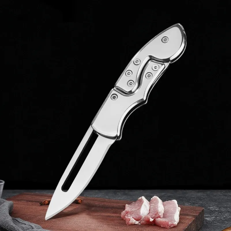 Klappmesser für Grill, Fleisch, Obst und Fisch - Küchenmesser mit Edelstahlgriff - Kochmesser zum Schneiden und Allzweckgebrauch – Detail 13